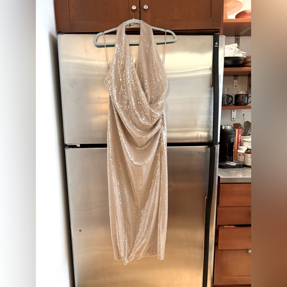 Zara sequin halter dress L, NWT